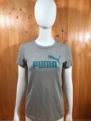 PUMA Graphic Print Adult T-Shirt Tee Shirt M MD Medium Gray Blue Shirt