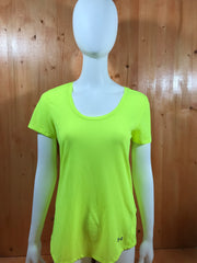 UNDER ARMOUR RUN HEAT GEAR Graphic Print Adult T-Shirt Tee Shirt M MD Medium Fluorescent Green Shirt