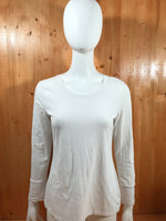 A.N.A ANA Adult Women Long Sleeve T-Shirt Tee Shirt M MD Medium White Top