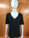 A.N.A ANA Adult Women T-Shirt Tee Shirt M MD Medium Black Button Shirt Top