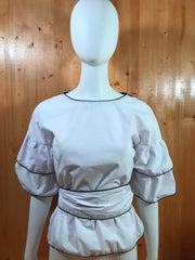 HAODUOYI Adult Women L LRG Large Short Sleeve Pullover White Shirt Blouse Top