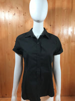 LIZ CLAIBORNE Adult Women Short Sleeve M MD Medium Button Stretch Black T-Shirt Tee Shirt
