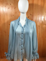 BANANA REPUBLIC Adult Women M MD Medium Long Sleeve Light Blue Button Shirt Blouse Top