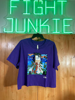 NEW! THE NORTH FACE XL Extra Large Xtra Large STANDARD FIT Adult Women Color Block Graphic Print Cropped Short Sleeve Purple Shirt Top