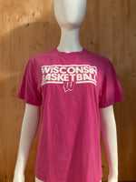 ADIDAS "WISCONSIN BASKETBALL SHOOTING DOWN CANCER 2014" Graphic Print The Go To Tee Adult M Medium MD Pink T-Shirt Tee Shirt