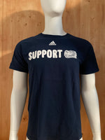 ADIDAS "SUPPORT" TEAM BEHIND THE TEAM Graphic Print The Go To Tee Adult L Large Lrg Dark Blue 2013 T-Shirt Tee Shirt