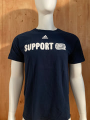 ADIDAS "SUPPORT" THE TEAM BEHIND THE TEAM Graphic Print The Go To Tee Adult L Large Lrg Dark Blue 2013 T-Shirt Tee Shirt