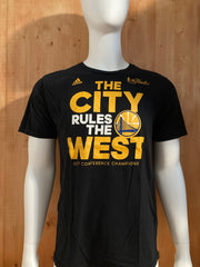 ADIDAS "THE CITY RULES THE WEST" 2017 NBA CONFERENCE CHAMPIONS GOLDEN STATE WARRIORS Graphic Print The Go To Tee Adult L Large Lrg Black T-Shirt Tee Shirt