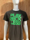 ADIDAS "PLAY RECKLESS" Graphic Print The Go To Tee Adult L Large Lrg Dark Gray 2012 T-Shirt Tee Shirt