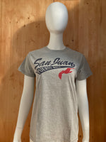 ADIDAS "SAN JUAN PUERTO RICO" Graphic Print Kids Youth Unisex L Large Lrg Gray 2009 T-Shirt Tee Shirt