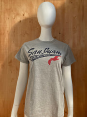 ADIDAS "SAN JUAN PUERTO RICO" Graphic Print Kids Youth Unisex L Large Lrg Gray 2009 T-Shirt Tee Shirt