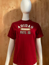 ADIDAS "PHYS ED" Graphic Print Kids Youth Unisex L Large Lrg Red 2005 T-Shirt Tee Shirt