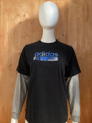 ADIDAS Graphic Print Kids Youth Unisex L Large Lrg Black Long Sleeve T-Shirt Tee Shirt