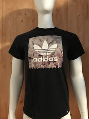 ADIDAS "TREFOIL" Graphic Print Adult M Medium MD Black T-Shirt Tee Shirt