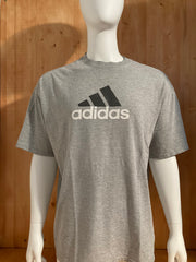 ADIDAS Graphic Print Adult T-Shirt Tee Shirt 2XL XXL Gray Shirt