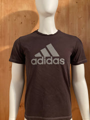 ADIDAS "CLIMALITE COTTON" Graphic Print Adult T-Shirt Tee Shirt S Small SM Brown Shirt