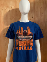 ADIDAS "TREFOIL" Graphic Print Kids Youth Unisex T Shirt Tee Shirt XL Extra Xtra Large Blue Shirt