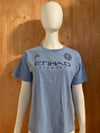 ADIDAS "DAVID VILLA" #7 NEW YORK CITY FOOTBALL CLUB ETIHAD AIRWAYS Graphic Print Kids Youth Unisex T Shirt Tee Shirt XL Extra Xtra Large Light Blue Shirt
