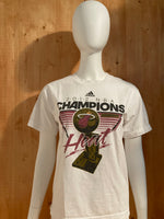 ADIDAS "MIAMI HEAT" 2012 NBA CHAMPIONS Graphic Print Kids Youth Unisex T Shirt Tee Shirt L Lrg Large White Shirt