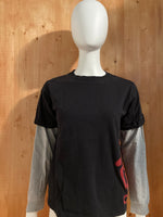 ADIDAS Graphic Print Kids Youth Unisex T Shirt Tee Shirt L Lrg Large Black Long Sleeve Shirt