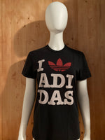 ADIDAS "I LOVE ADIDAS TREFOIL" Graphic Print Adult T-Shirt Tee Shirt M MD Medium Black Shirt 2011