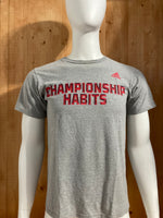 ADIDAS "CHAMPIONSHIP HABITS" THE GO TO TEE Graphic Print Adult T-Shirt Tee Shirt M MD Medium Gray Shirt