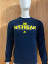 ADIDAS "MICHIGAN WOLVERINES" Graphic Print Adult T-Shirt Tee Shirt S Small SM Dark Blue Long Sleeve Shirt