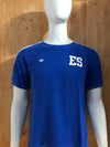 ADIDAS "EL SALVADOR LA GUERRA DEL BALOMPIE" #70 EMBROIDERED TREFOIL LOGO Graphic Print Adult T-Shirt Tee Shirt M MD Medium Blue Shirt 2005