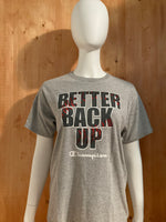 CHAMPION "BETTER BACK UP" Graphic Print Kids Youth Unisex T-Shirt Tee Shirt XL Xtra Extra Large Gray Shirt