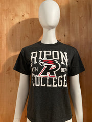 CHAMPION "RIPON COLLEGE" ATH DEPT Graphic Print Kids Youth Unisex T-Shirt Tee Shirt L Lrg Large Dark Gray  Shirt