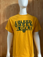 CHAMPION "I BLEED GREEN & GOLD" BAYLOR Graphic Print Adult T-Shirt Tee Shirt XL Xtra Extra Large Gold Shirt