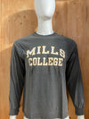 CHAMPION "MILLS COLLEGE" Graphic Print Adult T-Shirt Tee Shirt L Lrg Large Gray Long Sleeve Shirt