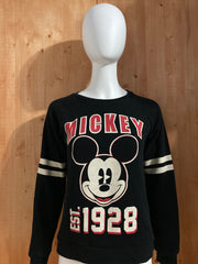 DISNEY "MICKEY MOUSE" Graphic Print Adult T-Shirt Tee Shirt M MD Medium Black Long Sleeve Sweater