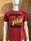 DISNEY "HAKUNA MATATA" Graphic Print Adult T-Shirt Tee Shirt L Lrg Large Red