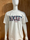 DISNEY STORE "MICKEY USA" VTG VINTAGE 1990's 90's Single Stitch Graphic Print Adult Mens Men T-Shirt Tee Shirt XL Extra Xtra Large White Shirt