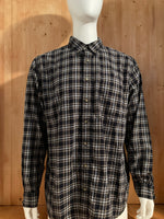 EDDIE BAUER Adult T-Shirt Tee Shirt XL Xtra Extra Large Tall Striped Long Sleeve Button Down Flannel Shirt