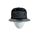 Fight Junkie Old School Skool Embroidered Felt Patch Snap Back MMA Cap Black & Gray