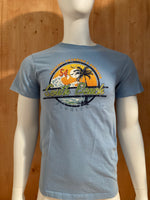 FRUIT OF THE LOOM "SOUTH BEACH" Graphic Print Adult S Small SM Light Blue T-Shirt Tee Shirt