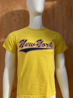 FRUIT OF THE LOOM "NEW YORK" Graphic Print Adult S Small SM Yellow T-Shirt Tee Shirt