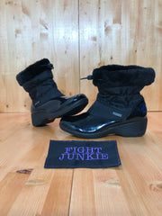 Khombu Black On Black Slip On Faux Fur Lined Boots