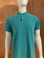 LACOSTE Made In France Adult T-Shirt Tee Shirt Size 6 Teal Polo Alligator Crocodile Shirt