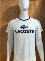 LACOSTE Graphic Print Adult T-Shirt Tee Shirt XL Xtra Extra Large White Size 6 Shirt