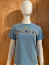MAJESTIC ATHLETICS "MILWAUKEE BREWERS" CC SABATHIA 52 MLB BASEBALL Graphic Print Kids Youth Unisex T-Shirt Tee Shirt M MD Medium Light Blue Shirt