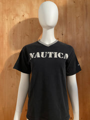NAUTICA "2000 CLASSIC" VINTAGE VTG MADE IN USA Graphic Print Kids Youth Unisex T-Shirt Tee Shirt M MD Medium Black Shirt