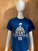 NFL "NY GIANTS XLVI CHAMPIONS" Graphic Print Kids Youth Unisex M MD Medium Blue T-Shirt Tee Shirt
