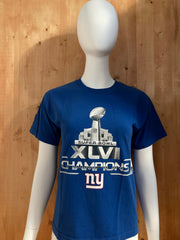 NFL "NY GIANTS XLVI CHAMPIONS" Graphic Print Kids Youth Unisex M MD Medium Blue T-Shirt Tee Shirt