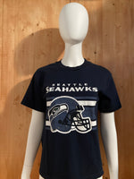 NFL "SEATTLE SEAHAWKS" NFL FOOTBALL Graphic Print Kids Youth Unisex L Large Lrg Dark Blue T-Shirt Tee Shirt