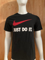 NIKE "JUST DO IT" SWOOSH ATHLETIC CUT Graphic Print Adult L Large Lrg Black T-Shirt Tee Shirt