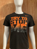 NIKE "TRY TO STOP ME" ATHLETIC CUT DRI FIT Graphic Print The Nike Tee Adult L Large Lrg Dark Gray T-Shirt Tee Shirt