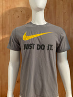 NIKE "JUST DO IT" REGULAR FIT Graphic Print Adult L Large Lrg Gray T-Shirt Tee Shirt